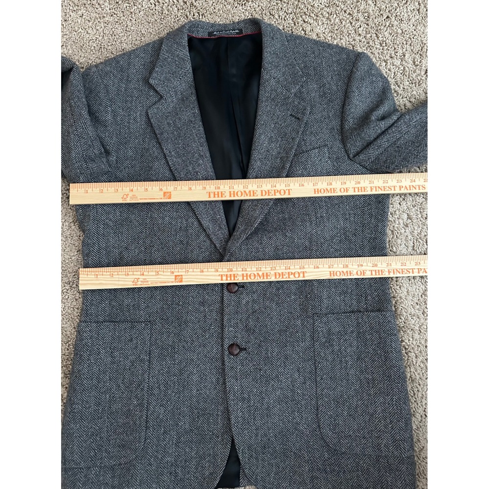 Yorkshire Hill Men's Herringbone Tweed Wool Blazer Jacket Classic Fit Grey 42L - Picture 7 of 13
